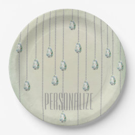 Prato De Papel Vintage diamond teal rhinestone elegante