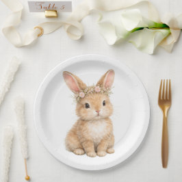 Prato De Papel Vintage Easter Bunny Rabbit Egg Watercolor