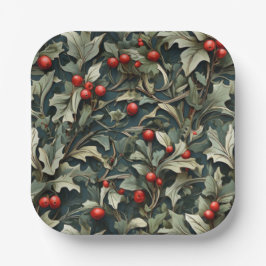 Prato De Papel Vintage English Holly berry botanical