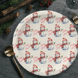 Prato De Papel Vintage Felry Christmas & Snowmen<br><div class="desc">Celebrar a magia da época de férias com a nossa encantadora Vintage Feliz Natal e Cartão de Saudação de Neves Watercolor. Esta carta maravilhosamente desenhada captura a essência nostálgica do Natal com um toque de capricho.</div>