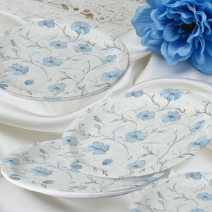 Prato De Papel Vintage Floral Blue Country Garden Elegant Weding