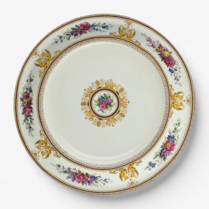 Prato De Papel Vintage Formal China - Papel-Padrão Jantado