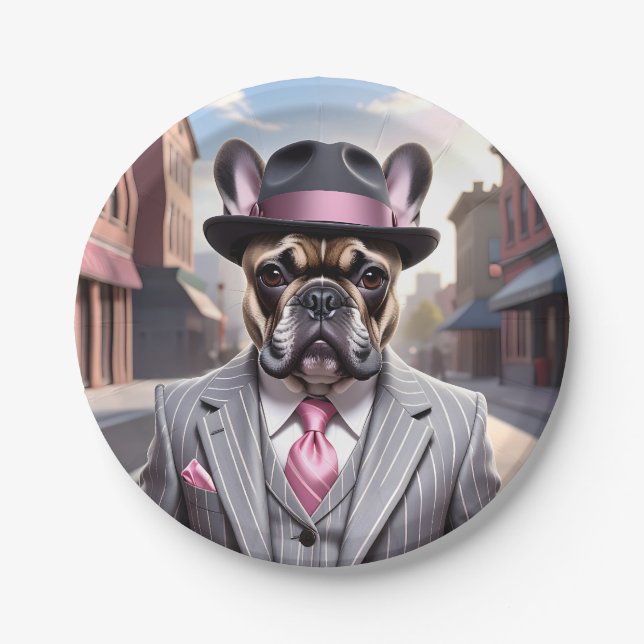 Prato De Papel Vintage Gangster French Buldog (Frente)