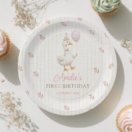 Prato De Papel Vintage Goose First Birthday 