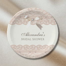 Prato De Papel Vintage Ivory Regency Satin Bow Bridal Shower