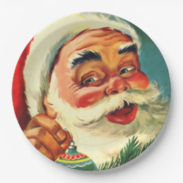 Prato De Papel Vintage Jolly Santa Claus Face Plate