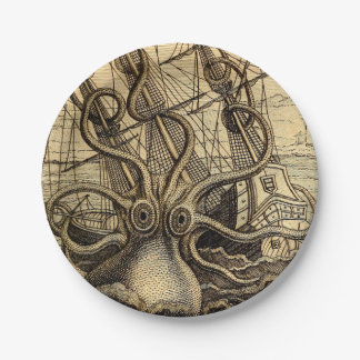 Prato De Papel Vintage Kraken Impressão