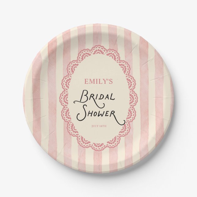 Prato De Papel Vintage Lace Bridal Shower  (Frente)