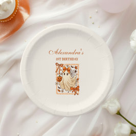 Prato De Papel Vintage Lace Ghost Coquette Halloween 1st Birthda