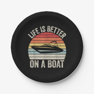 Prato De Papel Vintage Life É Melhor Em Um Barco Capitão Barco P