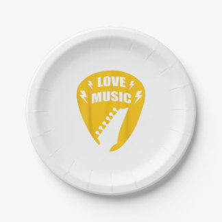 Prato De Papel Vintage Love Guitar Music Lover Gift