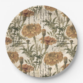 Prato De Papel Vintage marigolds Paper Plates 9"
