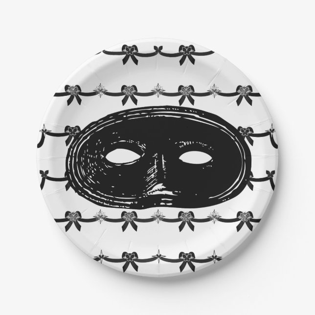 Prato De Papel Vintage Mascarada party mask (Frente)