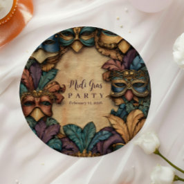 Prato De Papel Vintage Masked Mardi Gras Masquerade