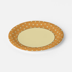 Prato De Papel Vintage Orange Beige Triskelion — Padrão Egípc