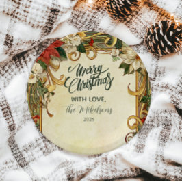 Prato De Papel Vintage Poinsettia Natal