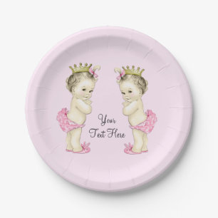 Prato De Papel Vintage Princess Twin Baby Girl