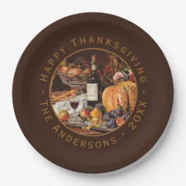 Prato De Papel Vintage Pumpkin de Ação de Graças Frutas de outono