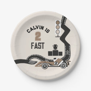 Prato De Papel Vintage Race Car Boys Duas Festas de aniversário R