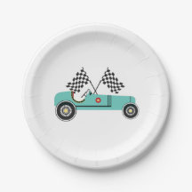 Vintage race car Disposable Party Paper Placa