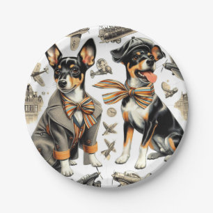 Prato De Papel Vintage Rat Terrier Seamless