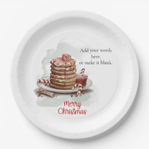 Prato De Papel Vintage Red Brown Watercolor Candy Cane Pancake