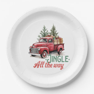 Prato De Papel Vintage Red Pickup Jingle Caminhão Todo Caminho