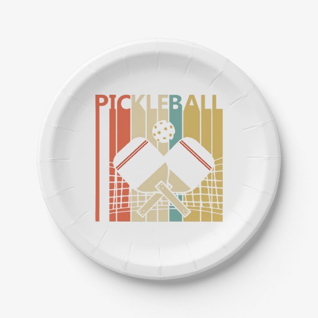 Prato De Papel Vintage Retro Pickleball (Frente)