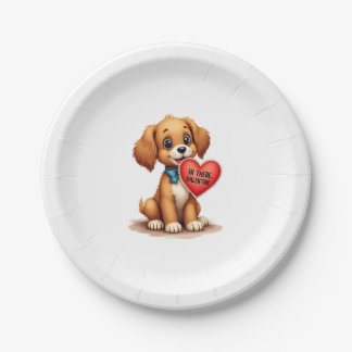 Prato De Papel Vintage Retro Valentine's Day Puppy Dog Valentine 