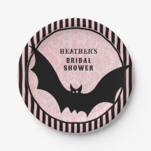 Vintage Rosa Damasco | Noite de Halloween Morcego