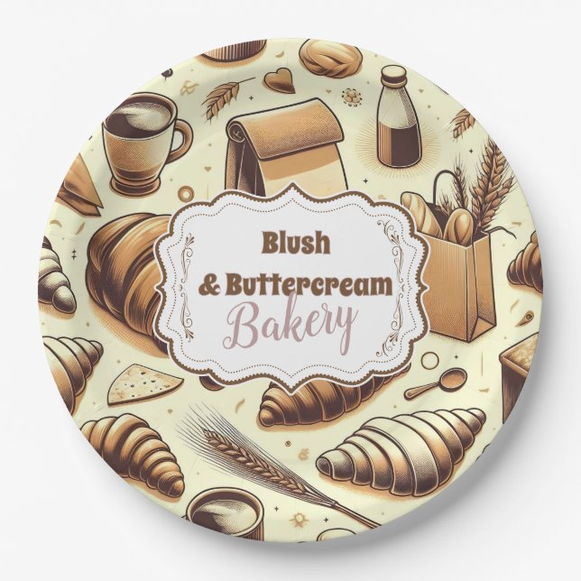 Prato De Papel Vintage Rustic Bakery (Frente)