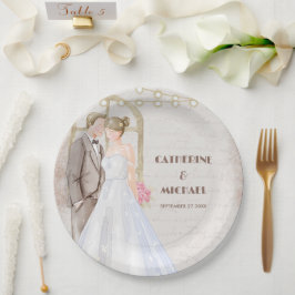 Prato De Papel Vintage Rustic Watercolor Lights Romântica String