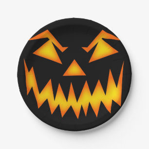 Prato De Papel Vintage Scary Mau Halloween Pumpkin Black
