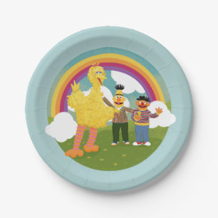Prato De Papel Vintage Sesame Street Amigos Rainbow