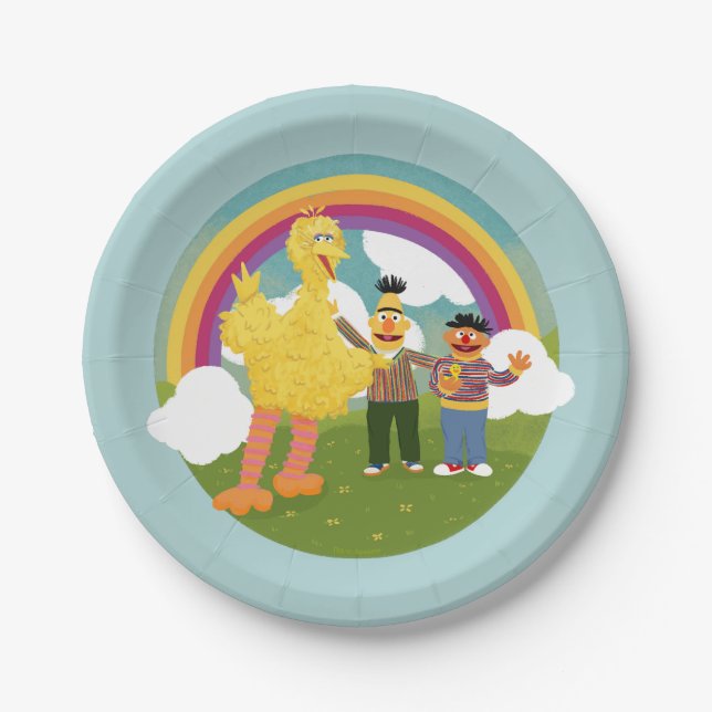 Prato De Papel Vintage Sesame Street Amigos Rainbow (Frente)