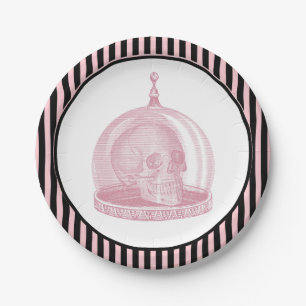 Prato De Papel Vintage Skull em Cloche Apothecary de Halloween