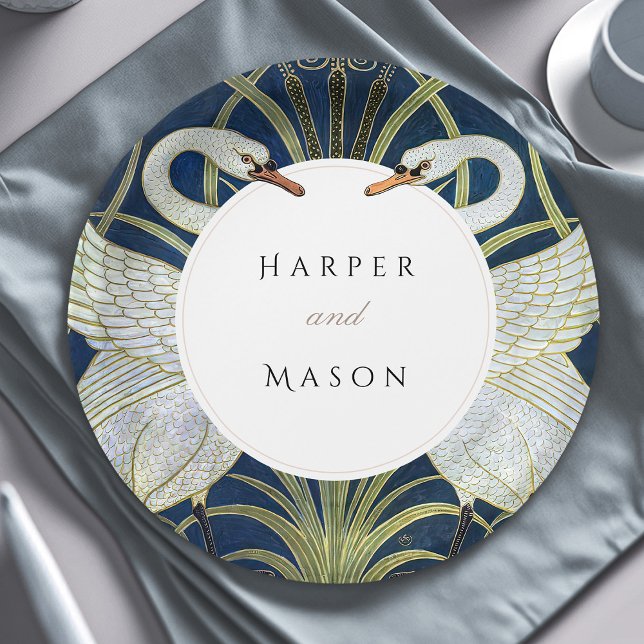 Prato De Papel Vintage Swan Love Wedding (Criador carregado)