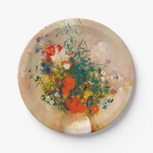 Prato De Papel Vintage Vase of Flowers (1906) por Odilon Redon