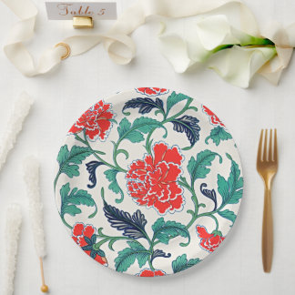 Prato De Papel Vintage Vermelhos Elegante do Bloom