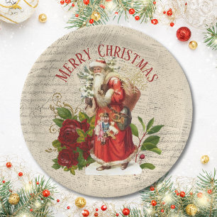 Prato De Papel Vintage Victorian Santa Claus Antique Decoupage