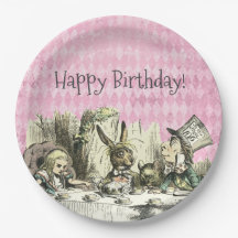 Vintage Wonderland Tea Placas De Papel Rosa