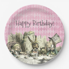 Prato De Papel Vintage Wonderland Tea Placas De Papel Rosa