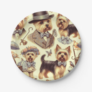 Prato De Papel Vintage Yorkshire Terrier Seamless