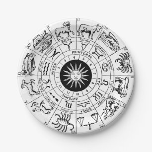 Prato De Papel Vintage Zodiac Wheel