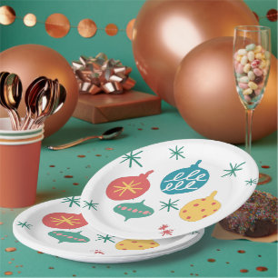 Prato De Papel Vintagem Amarela Verde da Bola de Natal