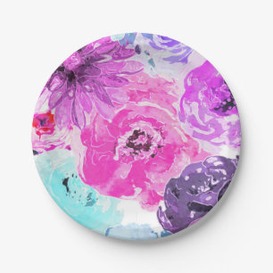 Prato De Papel Violeta Vibrante Flores Florais Rosa Roxo Chic