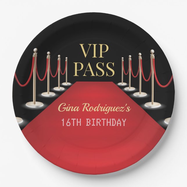 Prato De Papel VIP Pass Hollywood Red Carpet Birday (Frente)