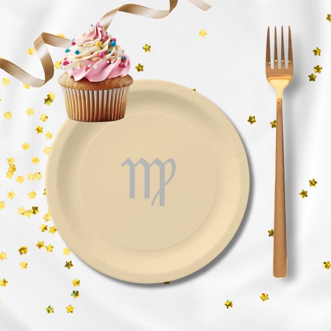 Prato De Papel Virgo Zodiac - Cor do pêssego (Criador carregado)