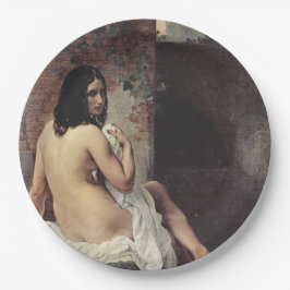 Prato De Papel Visão traseira de um couro (Francesco Hayez)