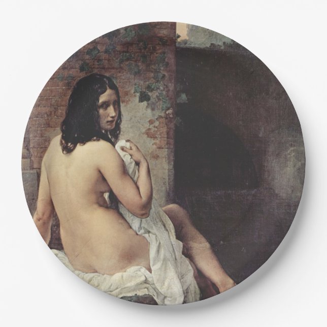 Prato De Papel Visão traseira de um couro (Francesco Hayez) (Frente)